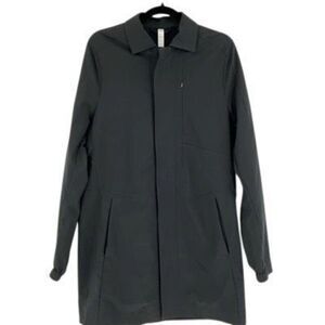 Lululemon Gray Long Full Zip Collared Trench Coat Jacket Size Small